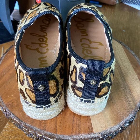 Sam Edelman Carrin Lepoard Print Calf Hair Platform Espadrille Loafers Size 6 - Picture 5 of 10